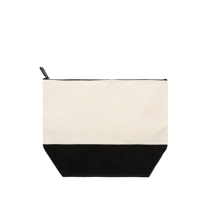 Natural Linen Cosmetic Bag With Black Base 18.5 x 24