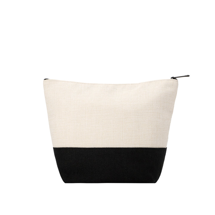 Natural Linen Cosmetic Bag With Black Base 18.5 x 24
