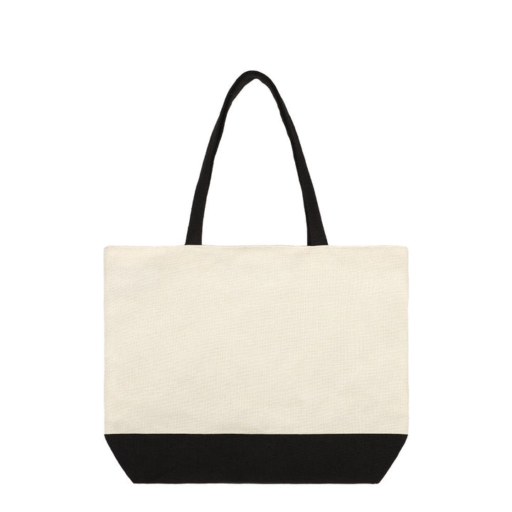 Natural Linen Shopping Bag With Black Base 36 x 48