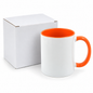 11oz Inner and Handle Colour Mug - Orange with mug box