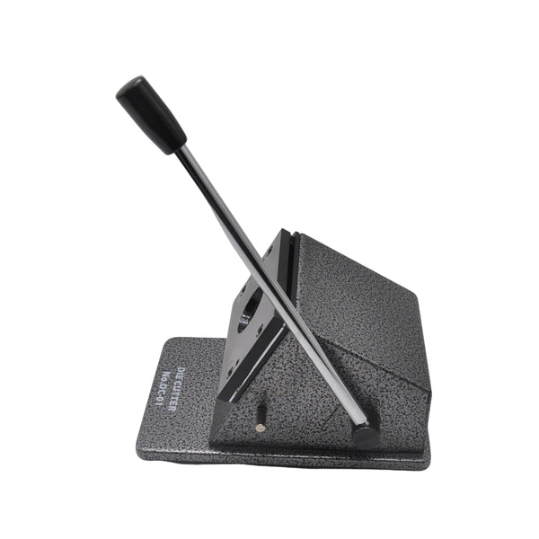 Paper Die Cutter 48mm with ergonomic handle and angled base, ideal for crafting precise 37mm badge inserts in DIY badge making projects.