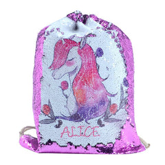 Pink Sequin drawstring bag - 34 x 45 cm
