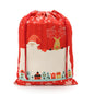 Pre-Printed Linen Drawstring Xmas Sack - 50 x 66 cm - Red Large