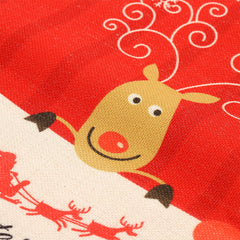 Pre-Printed Linen Drawstring Xmas Sack - 50 x 66 cm - Red Large