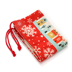 Pre-Printed Linen Drawstring Xmas Sack - 50 x 66 cm - Red Large