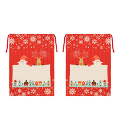 Pre-Printed Linen drawstring Xmas Sack - 30 x 40 cm - Red Small
