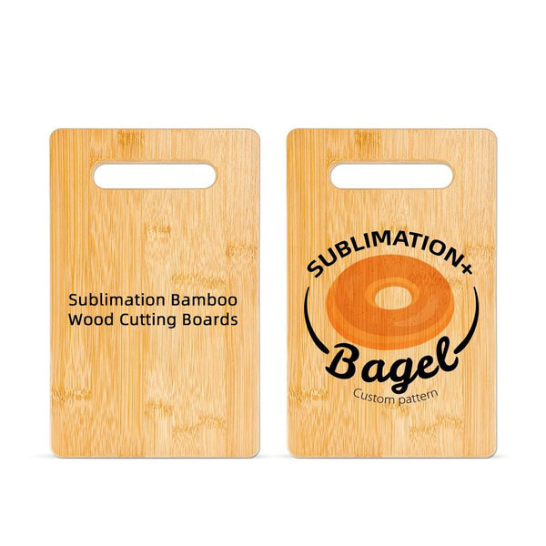 Sublimation Wireless Charger Wood Photo Frame styled bamboo chopping board with handle, ideal for custom kitchen gifts or engraved food boards.