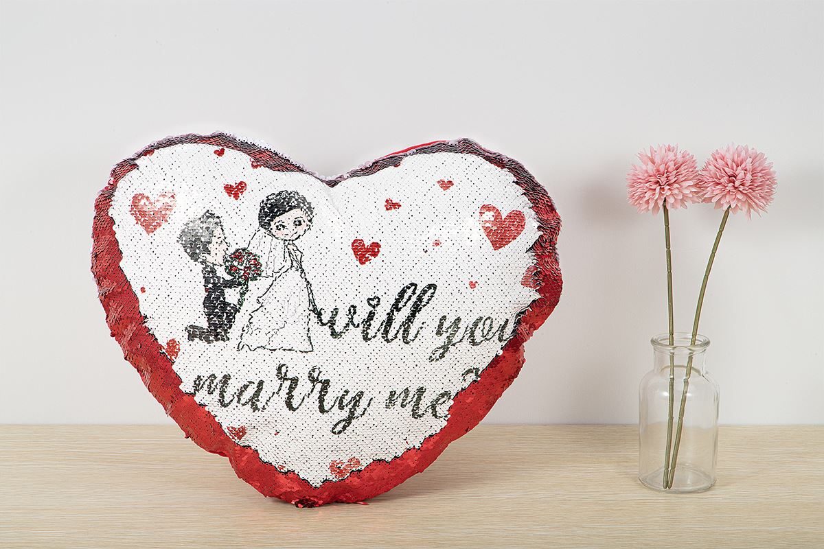 sublimation blank heart sequin cushion cover