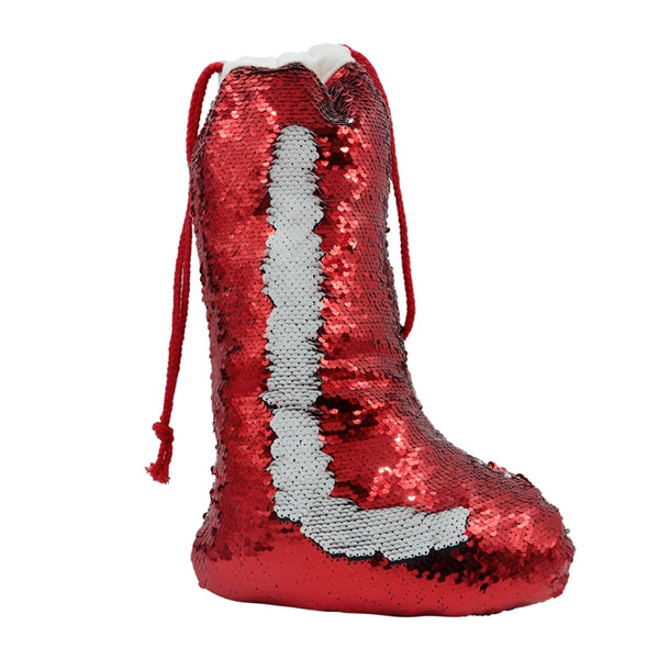 Red Sequin Christmas Stocking - 40 x 26 cm