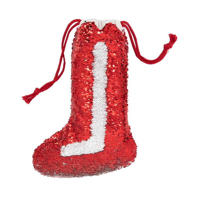 Red Sequin Christmas Stocking - 40 x 26 cm