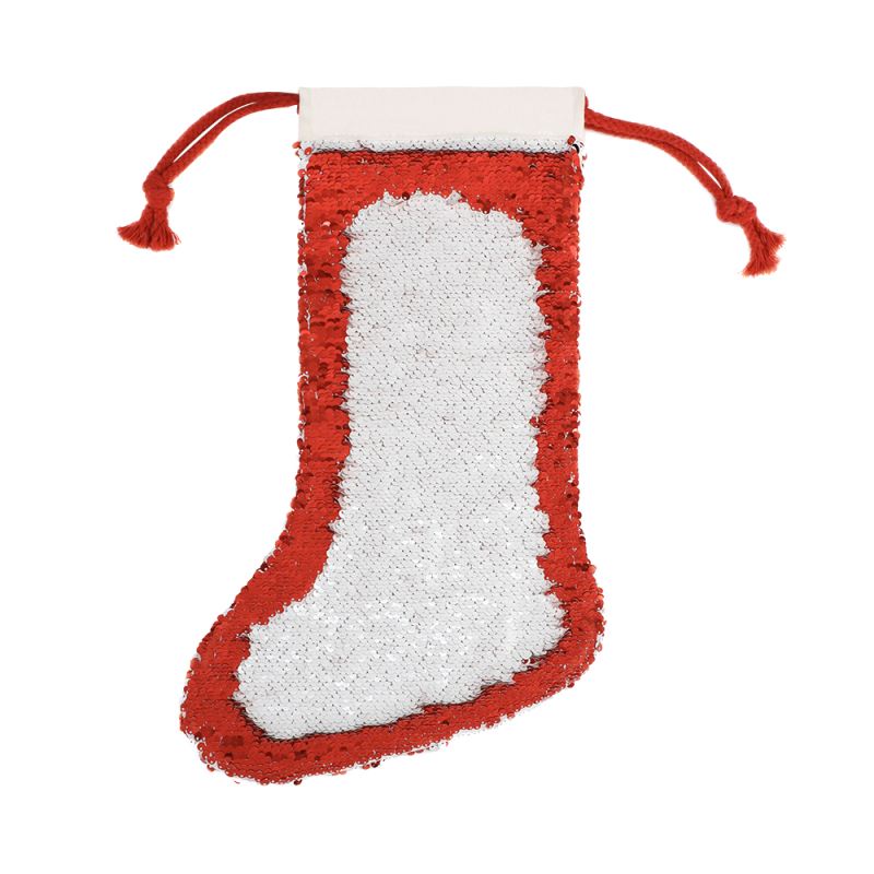 Red Sequin Christmas Stocking - 40 x 26 cm