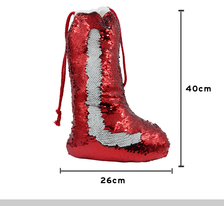 Red Sequin Christmas Stocking - 40 x 26 cm