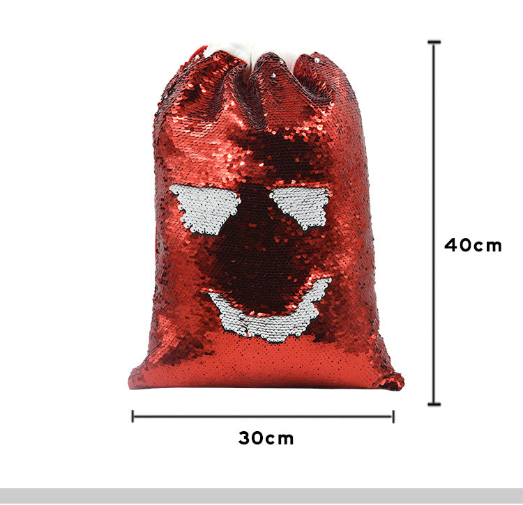 Red Sequin Drawstring sack - 30 x 40 cm - xmas