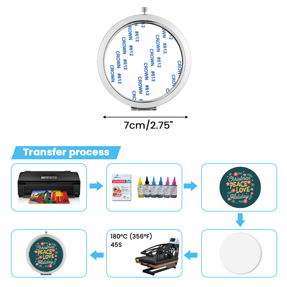 sublimation blank silver ladies pocket mirror