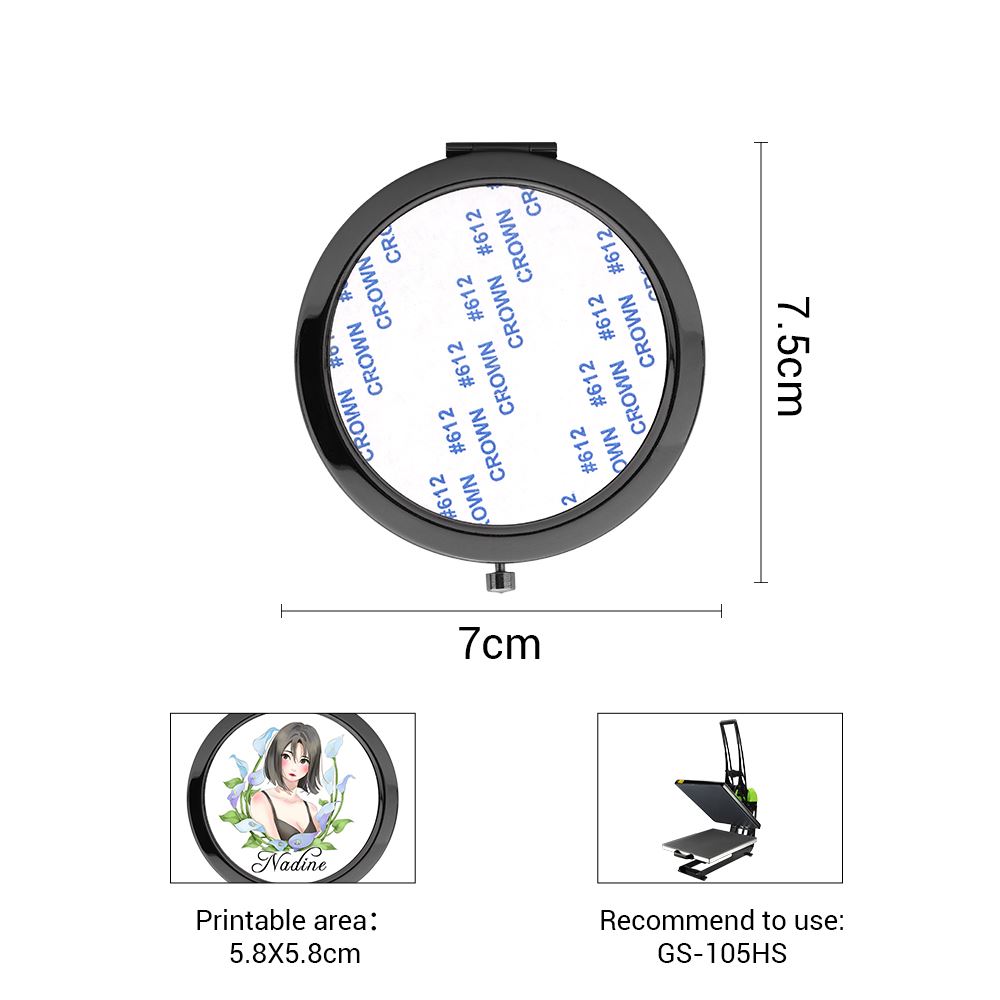 Sublimation blank smoked black pocket mirror