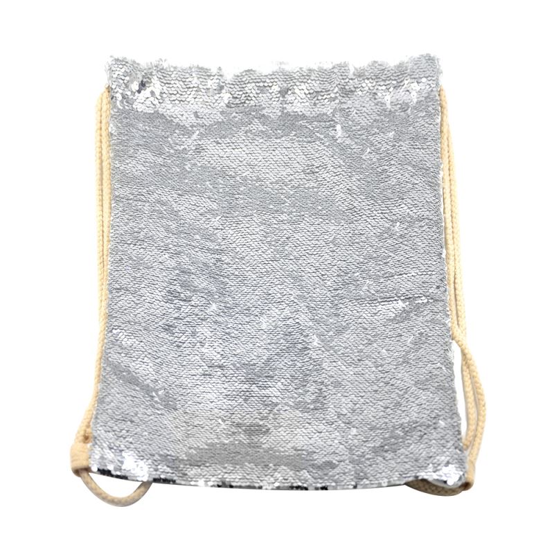 Silver Sequin drawstring bag - 34 x 45 cm