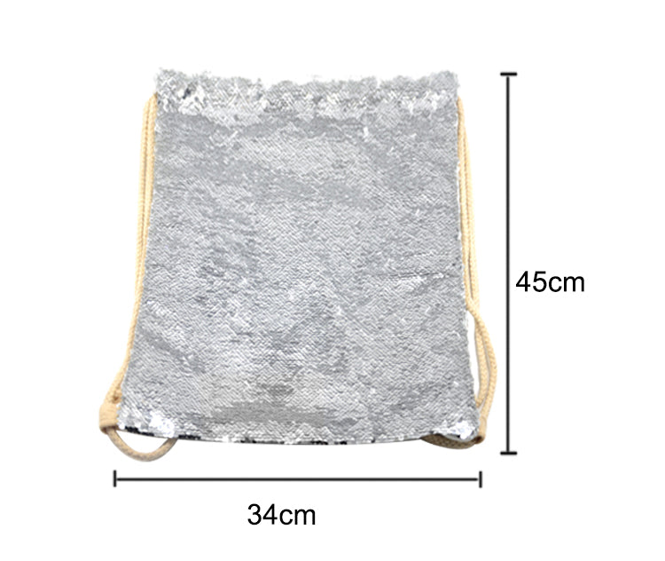 Silver Sequin drawstring bag - 34 x 45 cm