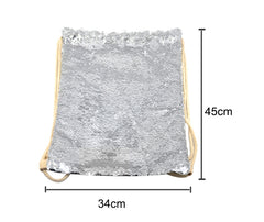 Silver Sequin drawstring bag - 34 x 45 cm