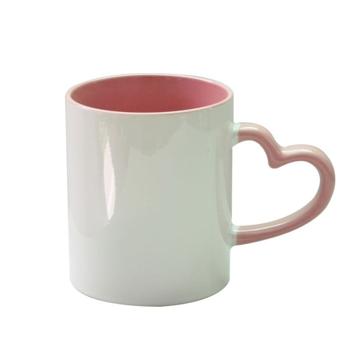 11oz Love Heart Handled mug Pink Inner And Handle