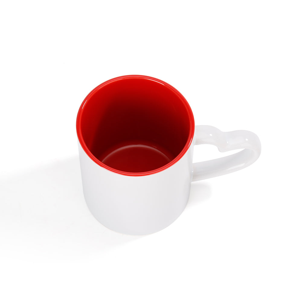 Single 11oz Love Heart Handled mug Red Inner