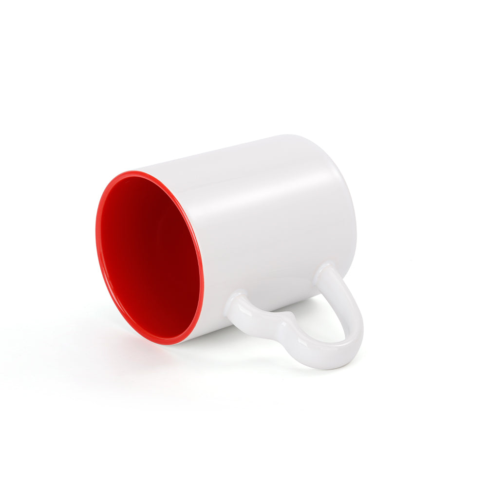 Single 11oz Love Heart Handled mug Red Inner