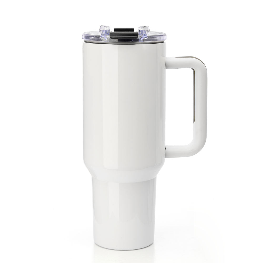 40OZ Travel Mug with Plastic Handle - White – SubliBlanks Limited