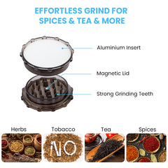 Sublimation Spice Grinder with Aluminium Insert-Black