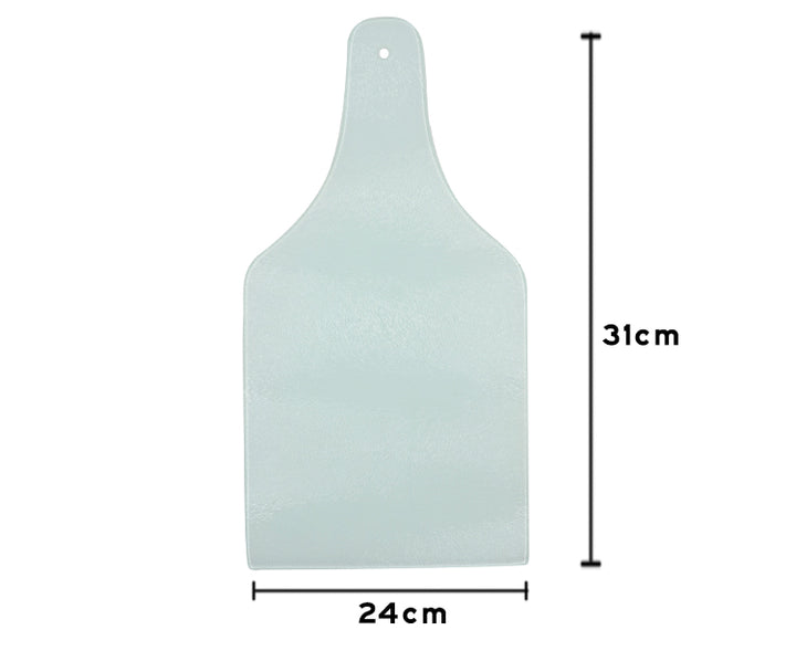 Toughened Glass Chopping Board - Bottle Shape - 36 x 19 cm - Chinchilla