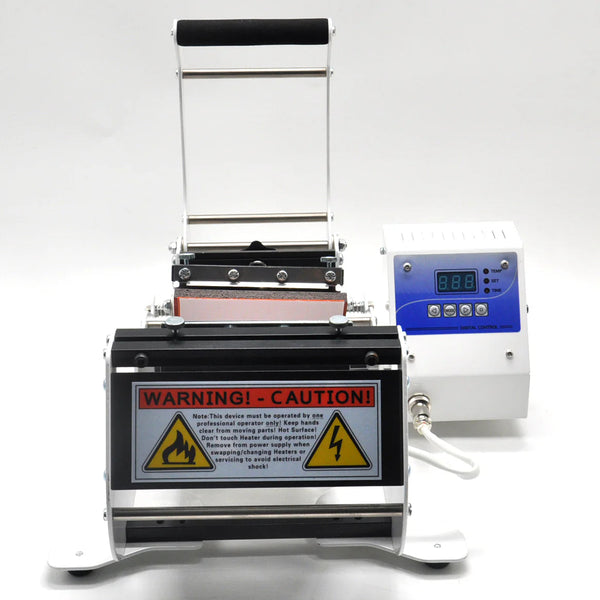 Dino mug press pro heat press machine with digital control panel and stainless steel frame, ideal for crafting custom mugs.