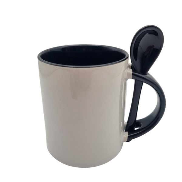 sublimation black spoon mug