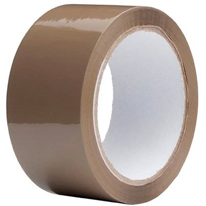 Tan Tape - Packaging Material roll measuring 75mm x 66m, ideal for sealing boxes and parcels. Durable brown parcel tape for secure shipping and storage.