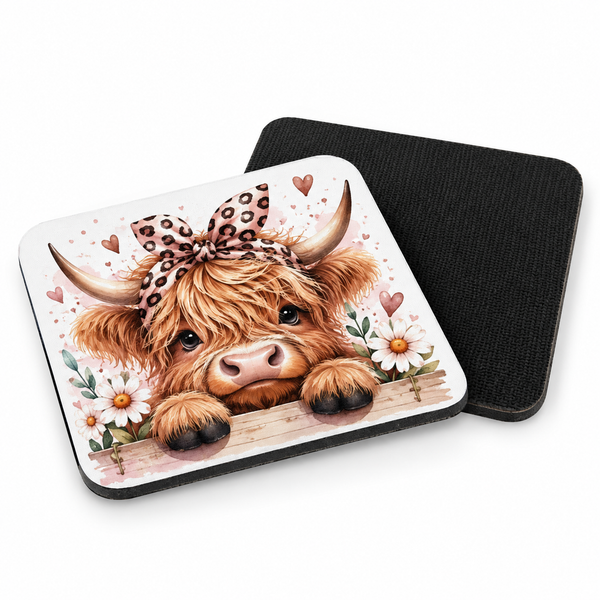 Fabric Square coaster with black rubber base