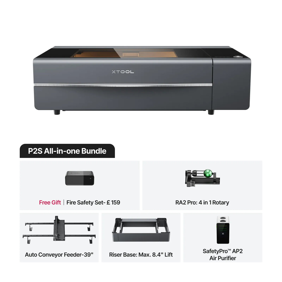 xTool P2S CO2 Laser Engraving Machine - All-in-1 Bundle