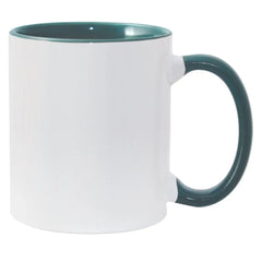 11oz Inner and Handle Colour Mug Dark Green with mug box