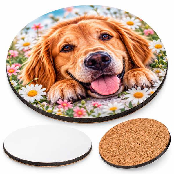 Round MDF Cork Backed Coaster