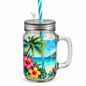 Glass Mason Jar with straw