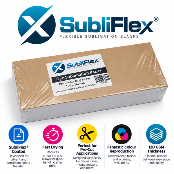 SubliFlex® Pre-Cut Sublimation Mug Paper – 100 x 240mm – 400 Sheets