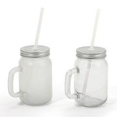 matte mason jar with straw 