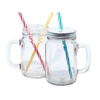 Glass Mason Jar with straw