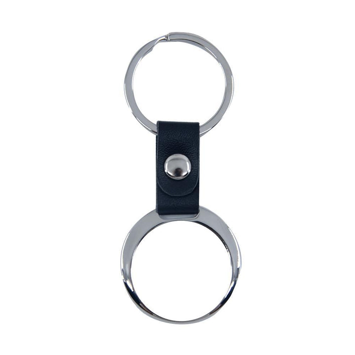 Sublimation blank Round Metal Keyring with Leather chain