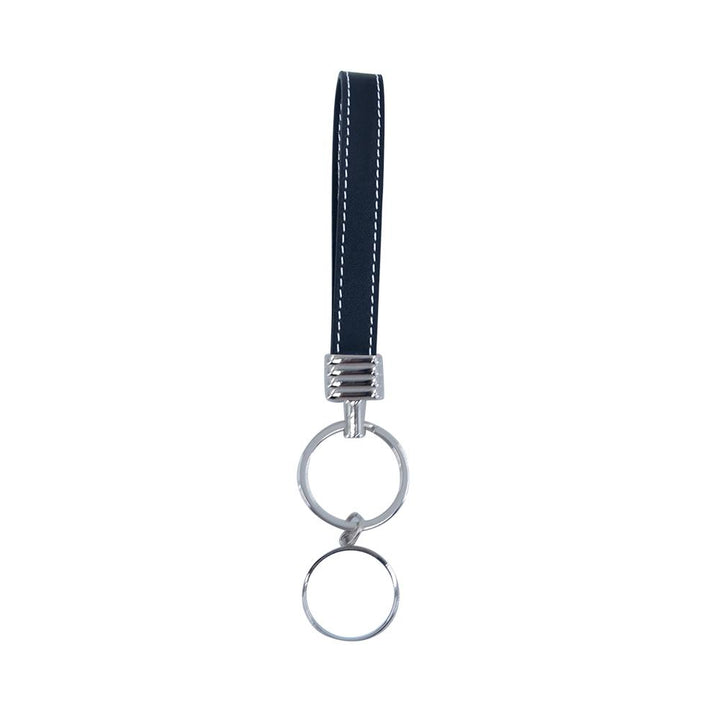 Sublimation blank Round Keyring with Leather Hand Chain - Black