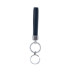 Sublimation blank Round Keyring with Leather Hand Chain - Black