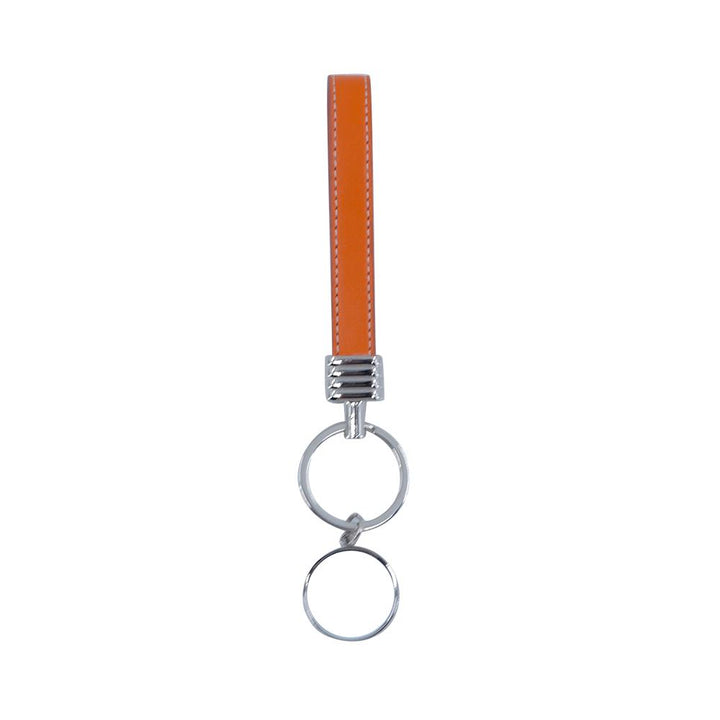 Sublimation blank Round Keyring with Leather Hand Chain - Orange