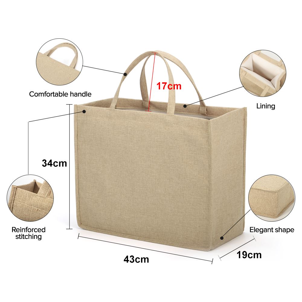 sublimation blank Linen Jute Tote Bag Natural