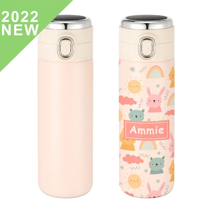450ml Stainless Steel Bottle with Temperature Display - Pink