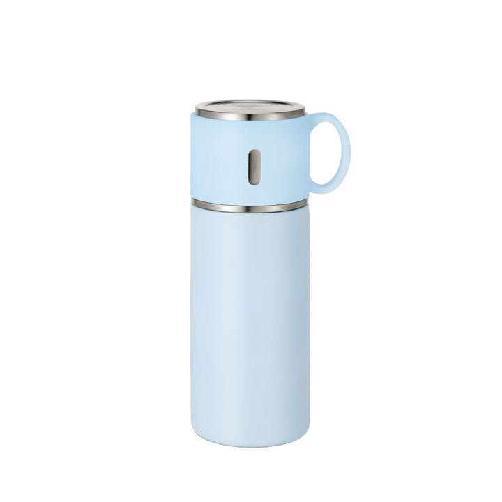 350ml Stainless Steel Bottle with Cup Lid  - blue