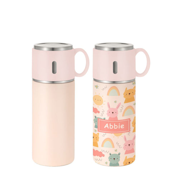 350ml Stainless Steel Bottle with Cup Lid  - pink