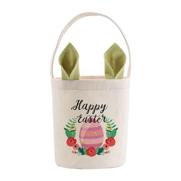 Linen Easter Basket - Green Ears
