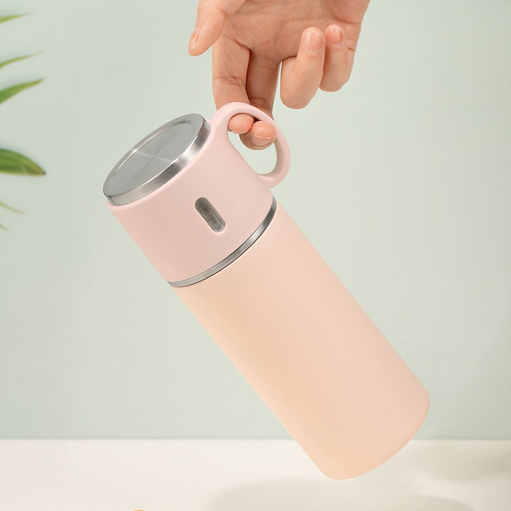 500ml Stainless Steel Bottle with Cup Lid - Pink