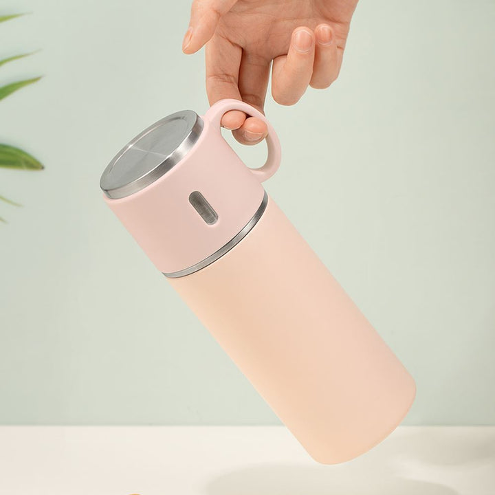 500ml Stainless Steel Bottle with Cup Lid - Pink